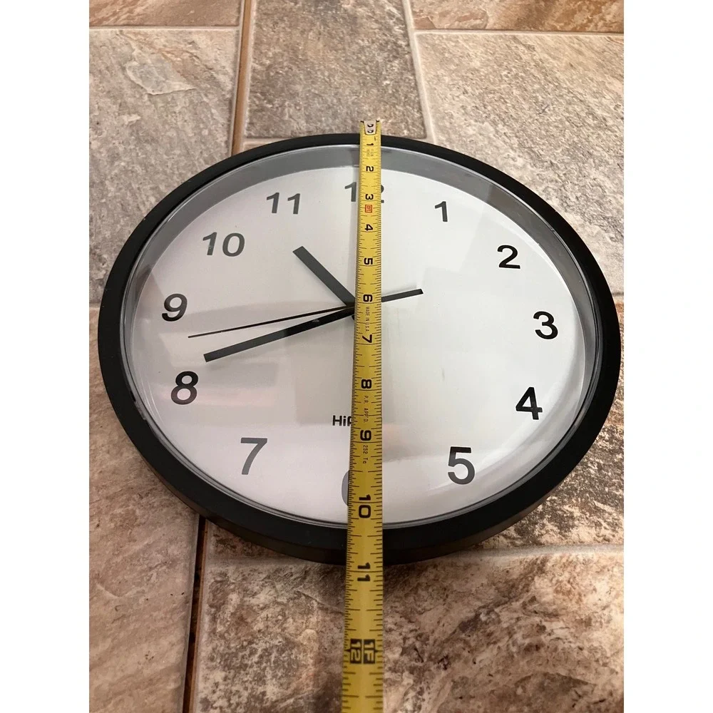 HippiH 10 Inch Silent Non Ticking Wall Clock Black Minimalist Modern Analog